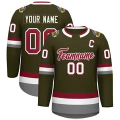 Olive Crimson-White Classic Style Hockey Jersey
