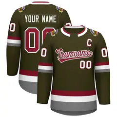 Olive Crimson-White Classic Style Hockey Jersey
