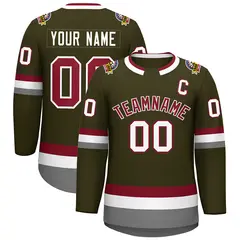 Olive Crimson-White Classic Style Hockey Jersey