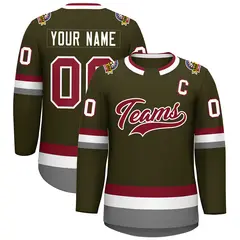 Olive Crimson-White Classic Style Hockey Jersey