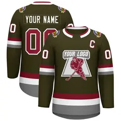 Olive Crimson-White Classic Style Hockey Jersey