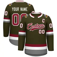 Olive Crimson-White Classic Style Hockey Jersey