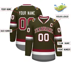 Olive Crimson-White Classic Style Hockey Jersey 2