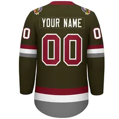 Olive Crimson-White Lace-Up Neck Hockey Jersey 4