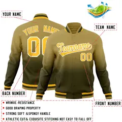 Olive Desert Yellow Gradient Full-Snap Letterman Jacket 2