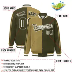 Olive Desert Yellow-White Color Block Varsity Baseball Bomber Jacket 2