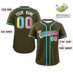 Olive Genderflux Pride Month Classic Baseball Jersey 2