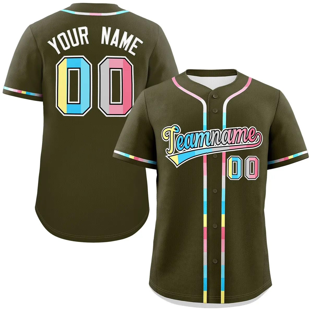 Olive Genderflux Pride Month Classic Baseball Jersey