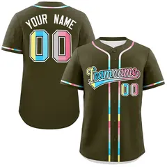 Olive Genderflux Pride Month Classic Baseball Jersey 1