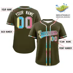 Olive Genderflux Pride Month Classic Baseball Jersey 2
