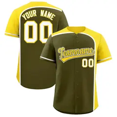 Olive Gold Color Block Authentic Baseball Jersey 1
