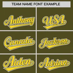 Olive Gold Color Block Authentic Baseball Jersey 3