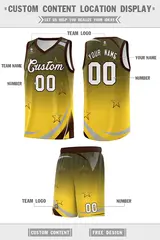 Olive Gold Gradient Star Graffiti Pattern Basketball Jersey 2