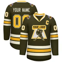 Olive Gold Olive-Khaki Classic Hockey Jersey