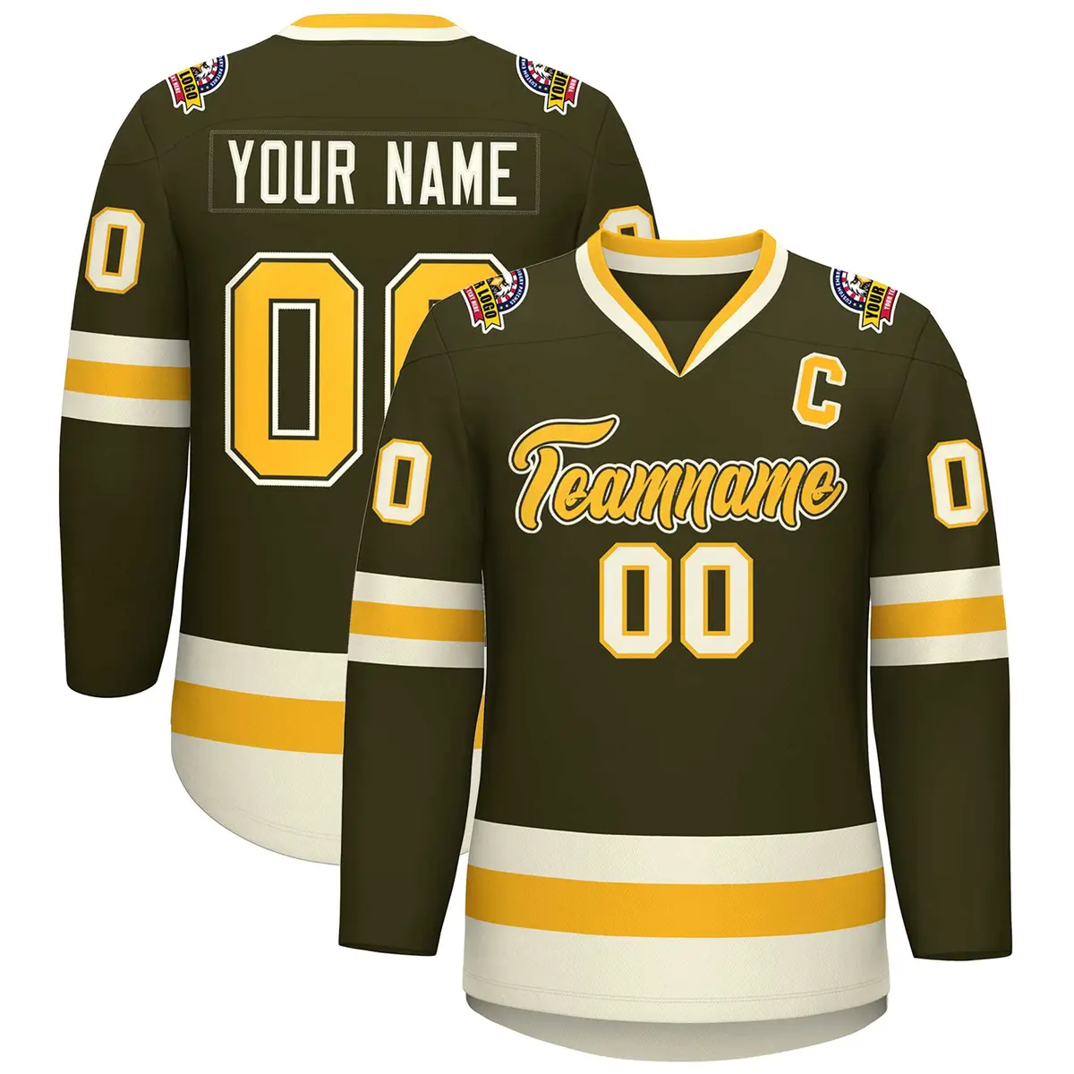 Olive Gold Olive-Khaki Classic Hockey Jersey