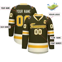 Olive Gold Olive-Khaki Classic Hockey Jersey 2