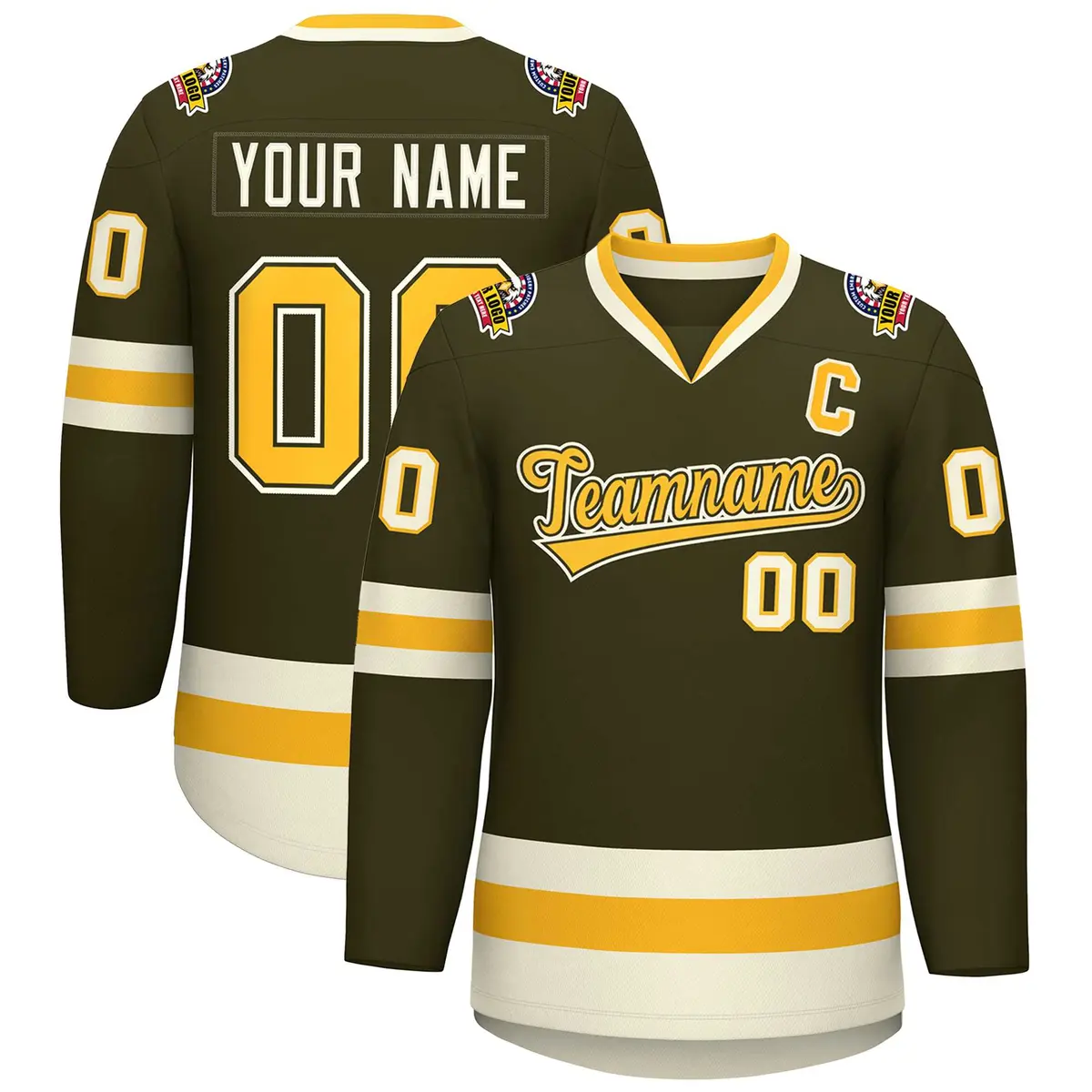Olive Gold Olive-Khaki Classic Hockey Jersey