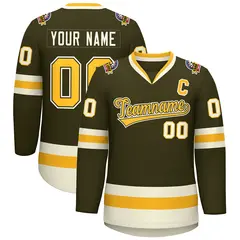 Olive Gold Olive-Khaki Classic Hockey Jersey 1