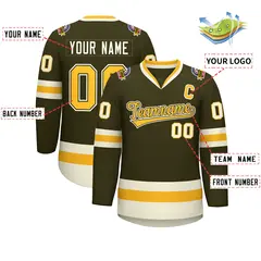 Olive Gold Olive-Khaki Classic Hockey Jersey 2