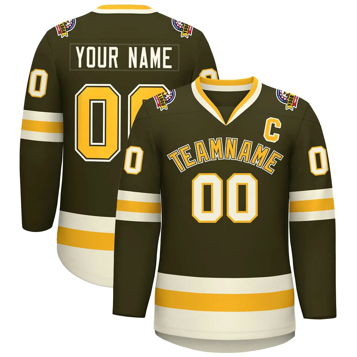 Olive Gold Olive-Khaki Classic Hockey Jersey