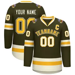 Olive Gold Olive-Khaki Classic Hockey Jersey 1