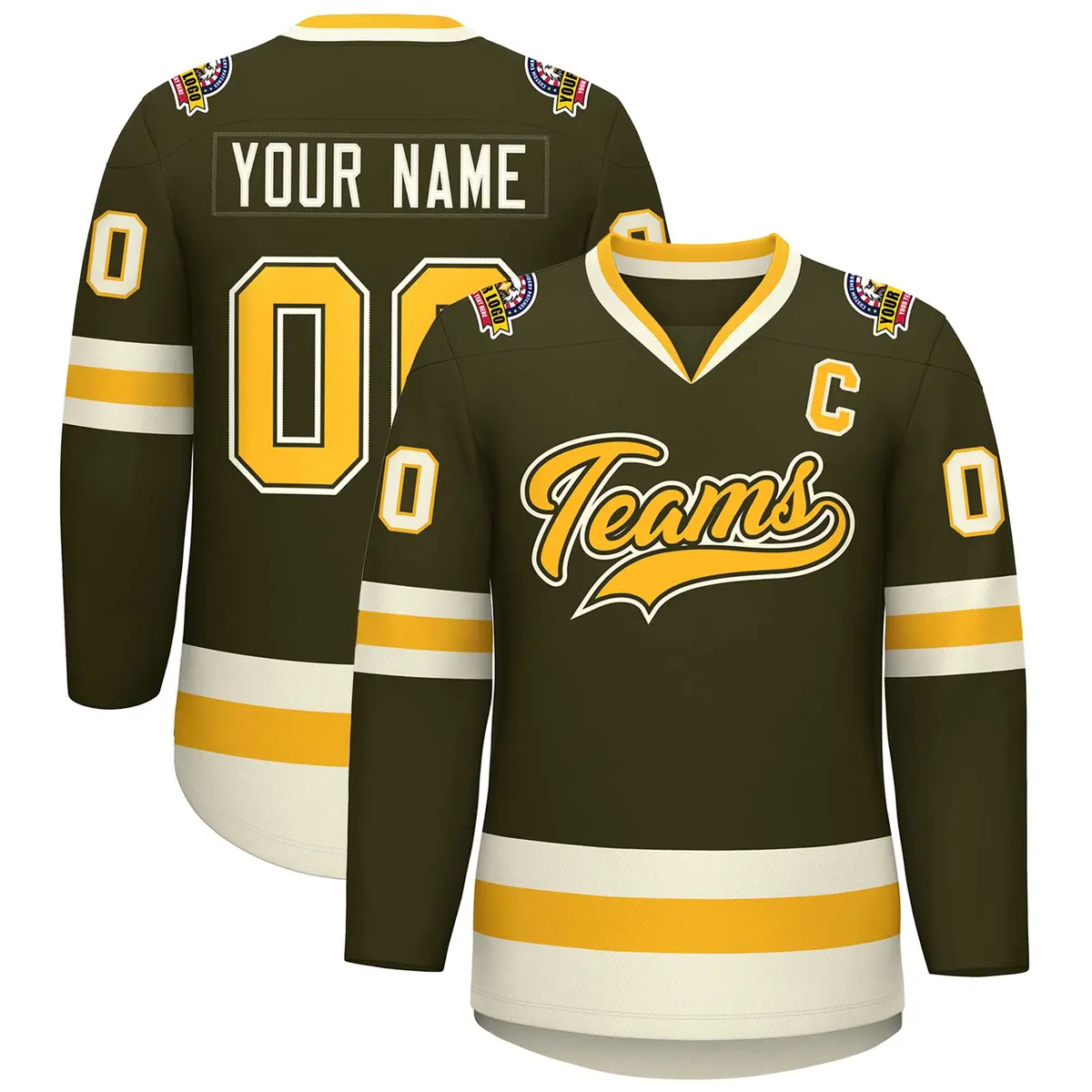 Olive Gold Olive-Khaki Classic Hockey Jersey