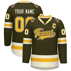 Olive Gold Olive-Khaki Classic Hockey Jersey 1