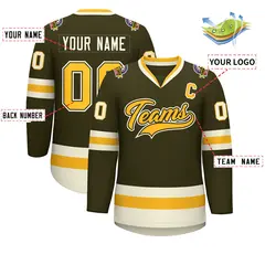 Olive Gold Olive-Khaki Classic Hockey Jersey 2