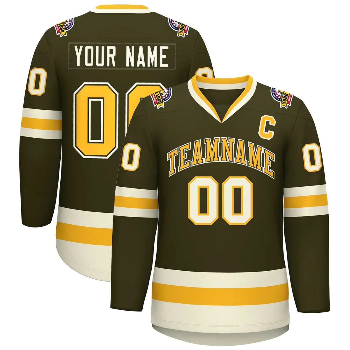 Olive Gold Olive-Khaki Classic Hockey Jersey