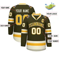 Olive Gold Olive-Khaki Classic Hockey Jersey 2