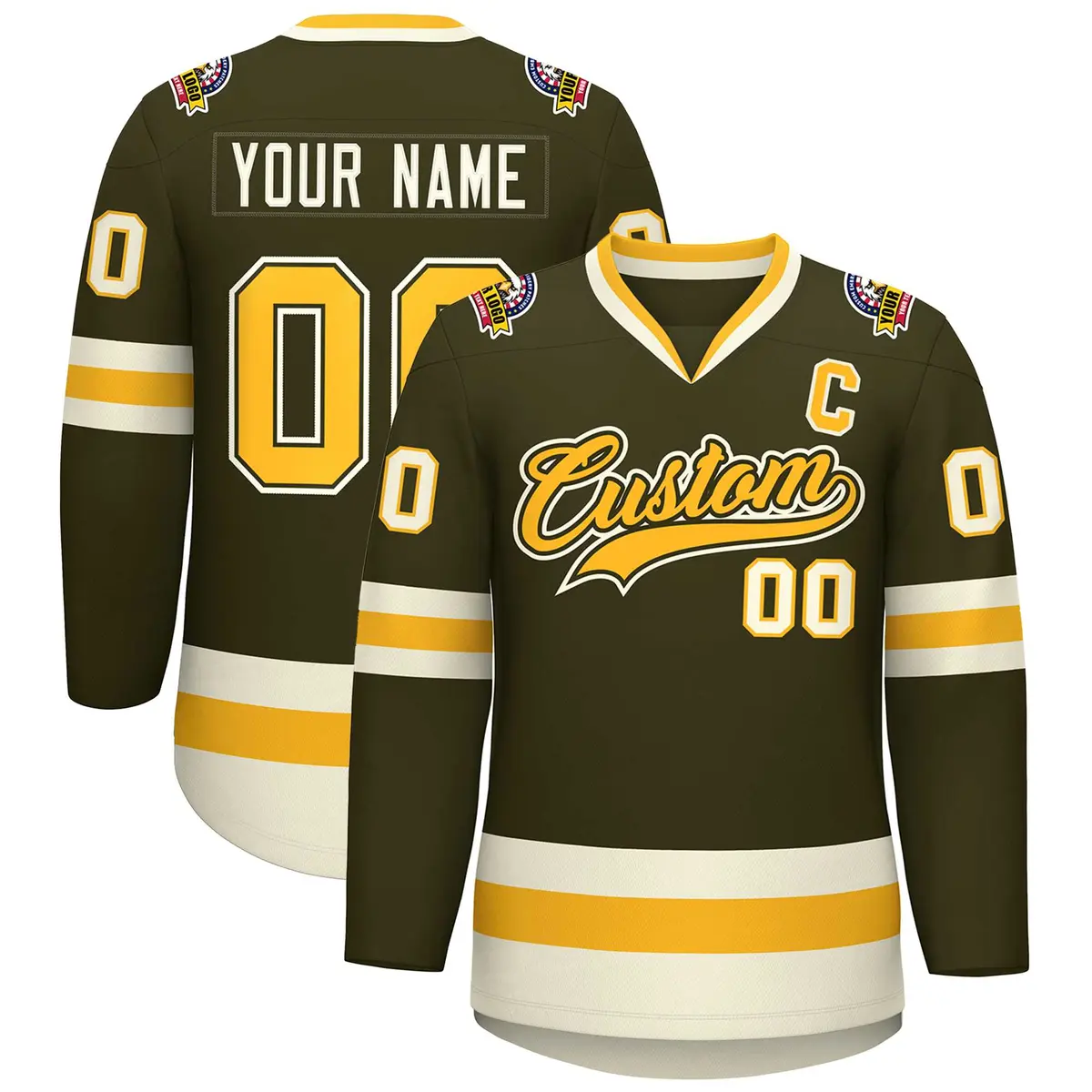 Olive Gold Olive-Khaki Classic Hockey Jersey