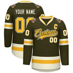Olive Gold Olive-Khaki Classic Hockey Jersey 1