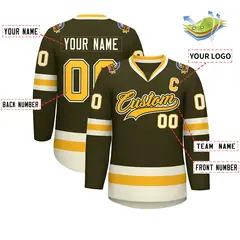 Olive Gold Olive-Khaki Classic Hockey Jersey 2