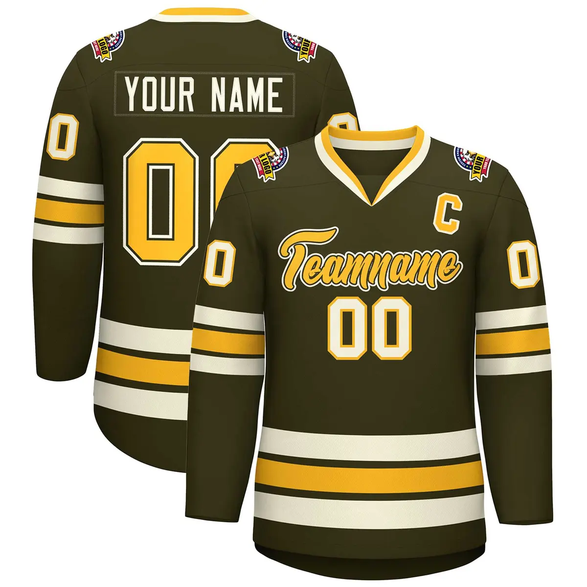 Olive Gold Olive-Khaki Classic Hockey Jersey