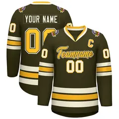 Olive Gold Olive-Khaki Classic Hockey Jersey 1