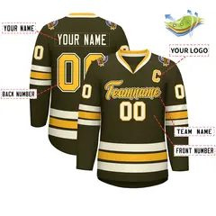 Olive Gold Olive-Khaki Classic Hockey Jersey 2