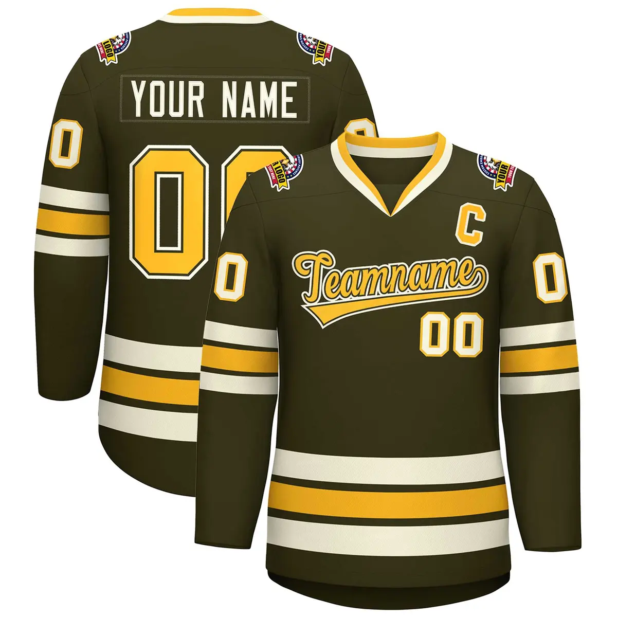 Olive Gold Olive-Khaki Classic Hockey Jersey