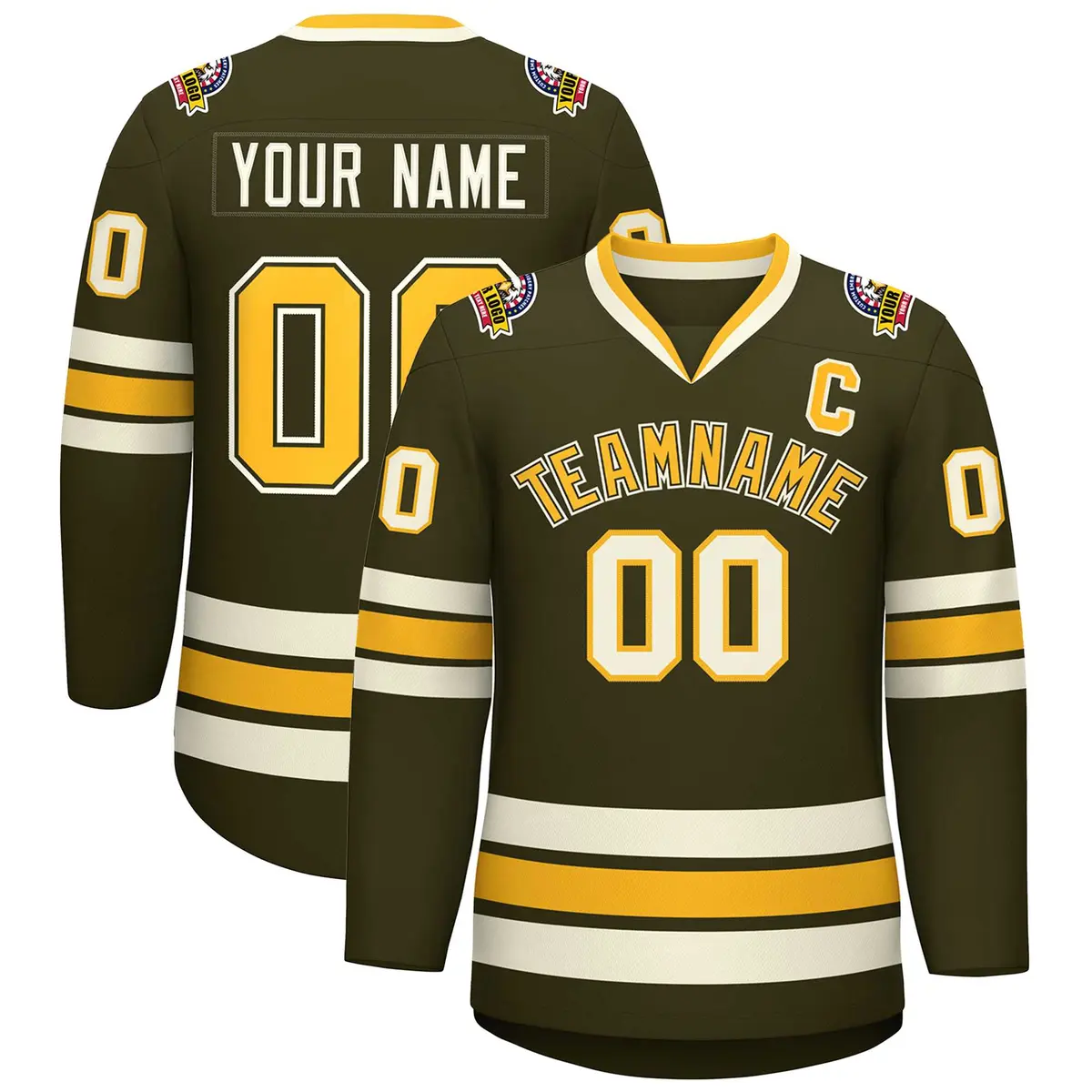Olive Gold Olive-Khaki Classic Hockey Jersey