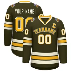 Olive Gold Olive-Khaki Classic Hockey Jersey 1