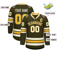 Olive Gold Olive-Khaki Classic Hockey Jersey 2