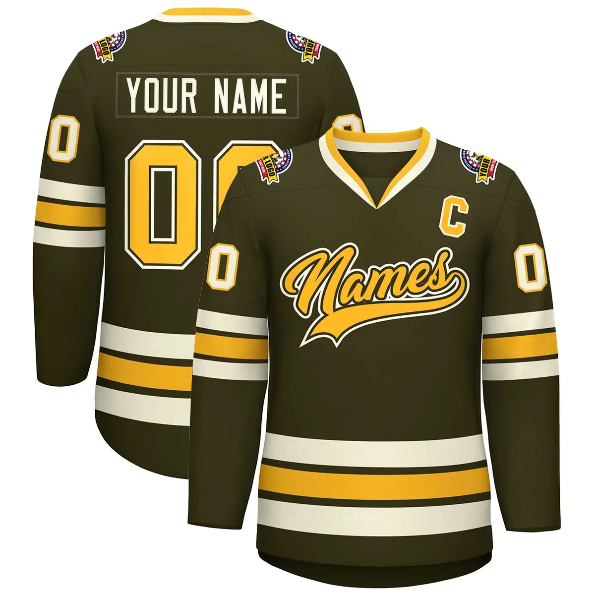 Olive Gold Olive-Khaki Classic Hockey Jersey