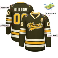 Olive Gold Olive-Khaki Classic Hockey Jersey 2