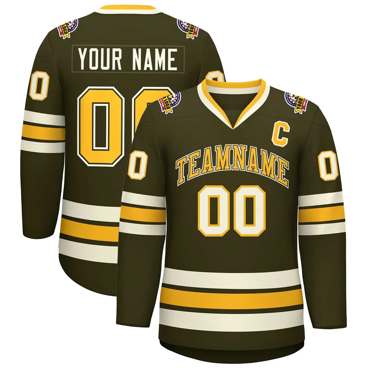 Olive Gold Olive-Khaki Classic Hockey Jersey