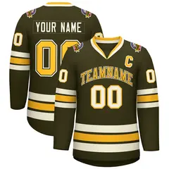 Olive Gold Olive-Khaki Classic Hockey Jersey 1