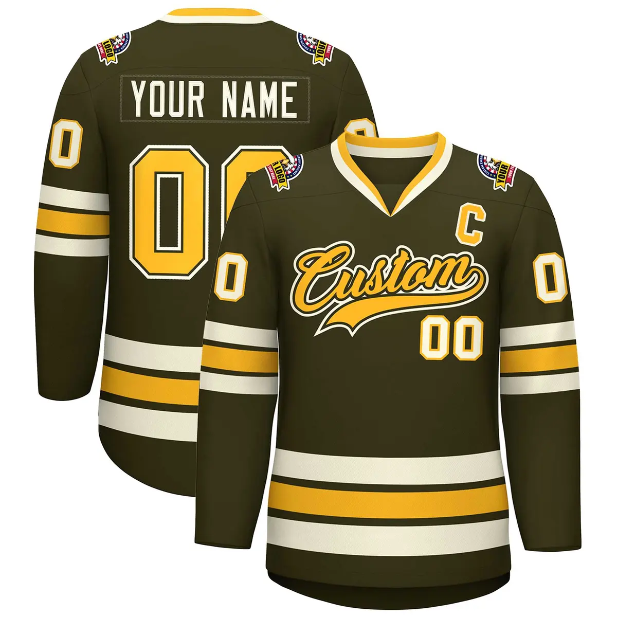Olive Gold Olive-Khaki Classic Hockey Jersey
