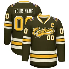 Olive Gold Olive-Khaki Classic Hockey Jersey 1