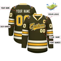Olive Gold Olive-Khaki Classic Hockey Jersey 2