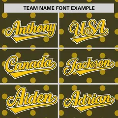 Olive Gold Polka Dot Graffiti Authentic Baseball Jersey 3