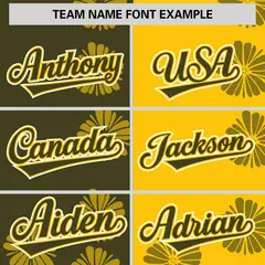 Olive Gold Split Flower Graffiti Authentic Baseball Jersey 3