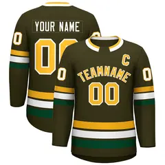 Olive Gold-White Classic Style Hockey Jersey